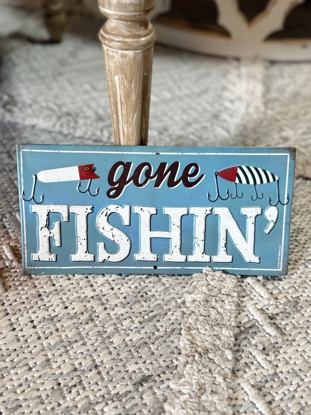 Gone Fishing Vintage License Plate Sign